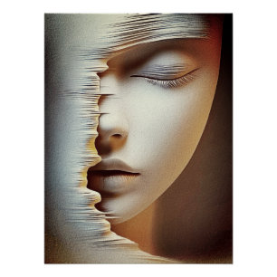 Póster Arte de Parede de Rosto Feminino Abstrato – Textur