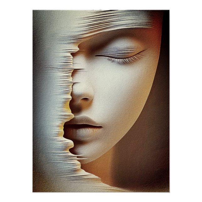 Póster Arte de Parede de Rosto Feminino Abstrato – Textur (Frente)