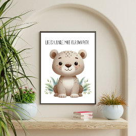 Poster Arte de Parede de Safari de Bebê Leopardo Adorável