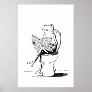 Poster Arte de Parede de Sapo Caprichoso, Preto e Branco 