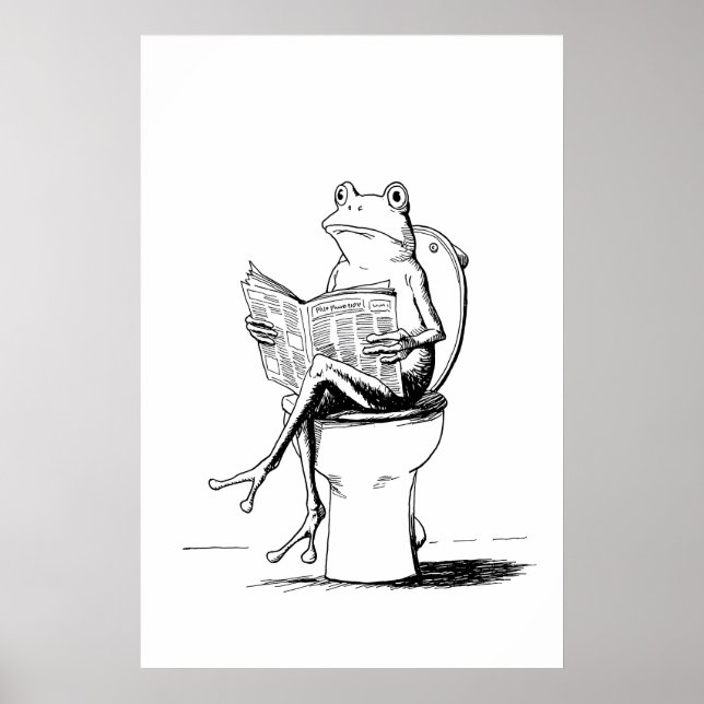 Poster Arte de Parede de Sapo Caprichoso, Preto e Branco  (Frente)