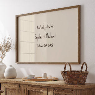 Poster Arte de Parede de Sinal de Casamento Personalizado