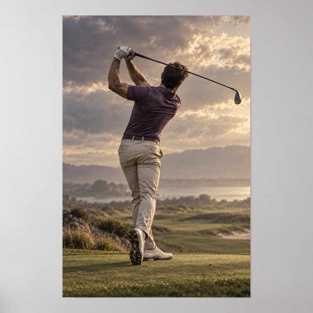 Poster Arte de Parede de Swing de Golfe – Golfe Dramático (Frente)