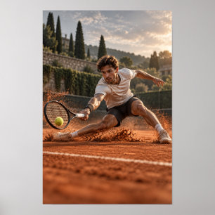 Poster Arte de Parede de Tênis Masculino em Quadra de Sai