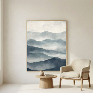 Poster Arte de Parede de Terreno Abstrato Índigo Suave