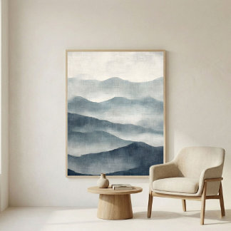 Poster Arte de Parede de Terreno Abstrato Índigo Suave