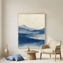 Arte de Parede de Terreno Índigo Abstrato