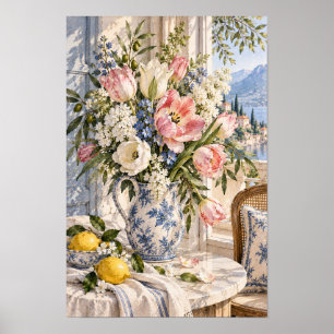 Poster Arte de Parede de Tulipa Rosa Limão do País Francê