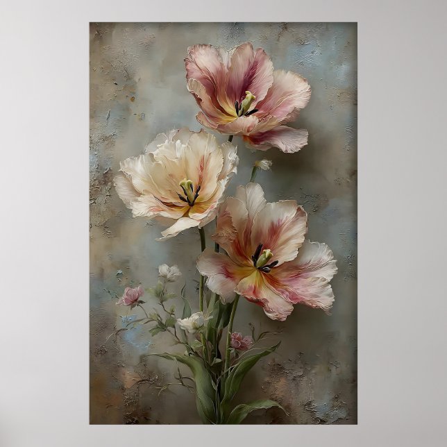 Poster Arte de Parede de Tulipas Imprimíveis, Flores de P (Frente)