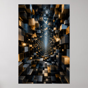 Poster Arte de Parede de Túnel de Cubo 3D Infinito