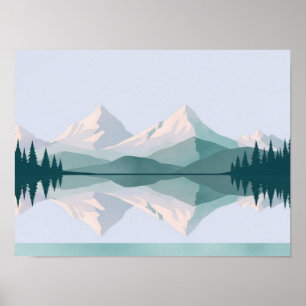 Poster Arte de parede de uma vista de duas montanhas em c