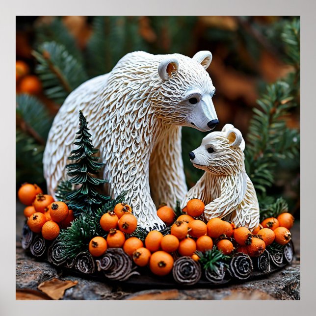Poster Arte de Parede de Urso Branco para Decoração Moder (Frente)