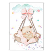 Arte de Parede de Urso de Pelúcia Dormindo Imprimí