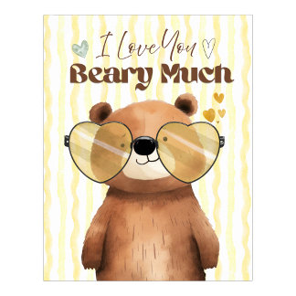 Poster Arte de parede de urso de pelúcia Eu amo você muit