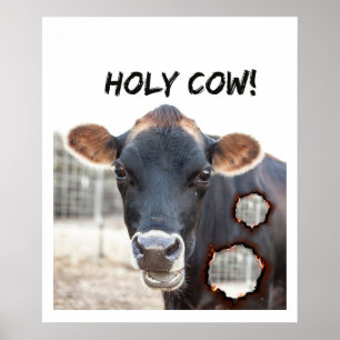 Poster arte de parede de vaca engraçada