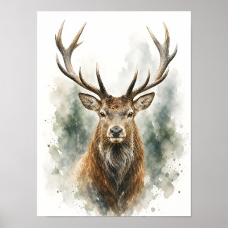 Poster Arte de parede de veado — Retrato majestoso em aqu
