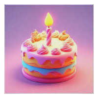 Arte de Parede de Vela de Bolo de Aniversário Vibr
