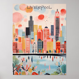 Poster Arte de Parede de Viagem da Cidade de Liverpool Pi
