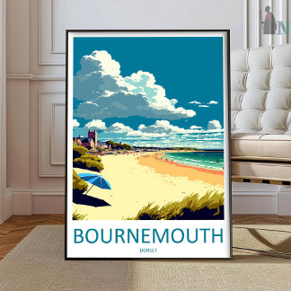 Poster Arte de Parede de Viagem de Bournemouth Parede de