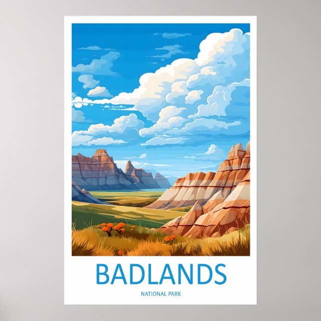 Poster Arte de Parede de Viagem do Parque Nacional Badlan (Frente)