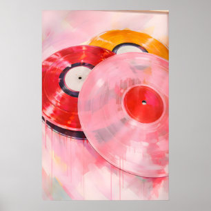 Poster Arte de Parede de Vinil Rosa, Quarto Feminino Y2K,