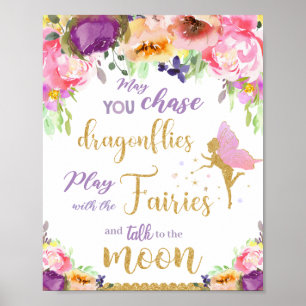Poster Arte de Parede Decoração de Berçário de Fada Flora