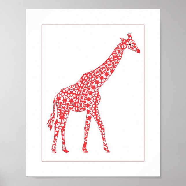 Poster Arte de Parede Decorativa para Berçário de Girafa  (Frente)