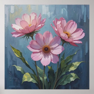 Poster Arte De Parede Decorativa - Pintura De Óleo Floral