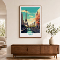 Arte de Parede Destino Viagem Retro Paris França