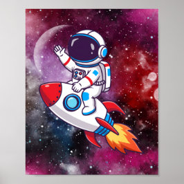 Poster Arte de Parede Divertida Aventura Espacial
