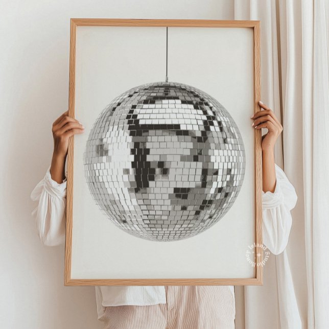 Poster Arte de Parede do Disco Retroativo (Retro Disco Ball Wall Art)