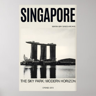 Poster Arte de Parede do Horizonte de Singapura, Marina B