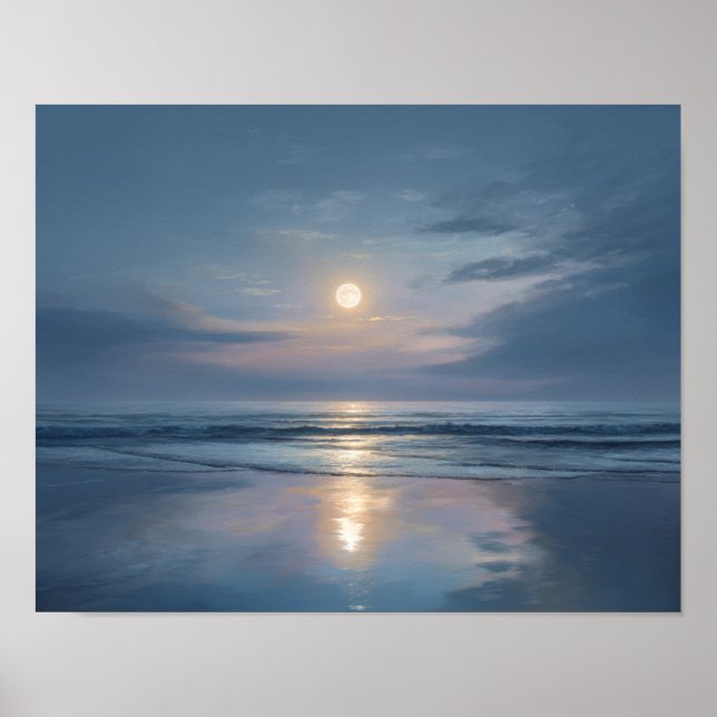 Poster Arte de Parede do Oceano da Lua Calma | Paisagem N (Frente)