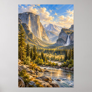 Poster Arte de Parede do Vale de Yosemite El Capitan e Ca