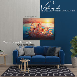 Póster Arte de Parede Elegante Borboleta Transparente Pos