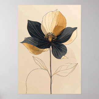 Poster Arte de Parede em Baixo-relevo Floral de Anêmona B