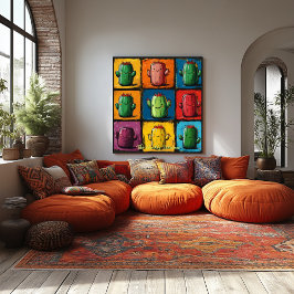Poster Arte de Parede em Grid de Cacto Pop Art Personaliz