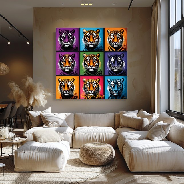 Poster Arte de Parede em Grid Tigre Pop Art Negrito (Criador carregado)