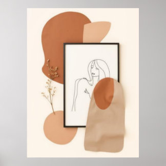 Poster Arte de Parede em Linha Feminina Abstrata | Minima