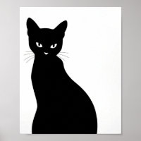 Arte de parede em pôster da silhueta de gato preto