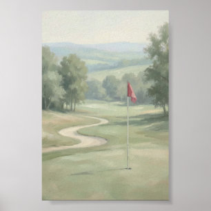 Poster Arte de Parede em Verde de Golfe Vintage com Bande