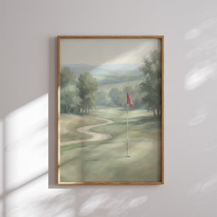 Poster Arte de Parede em Verde de Golfe Vintage com Bande