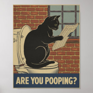 Poster Arte De Parede Engraçada - Você Está Poopando? Gat
