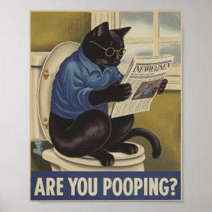 Poster Arte De Parede Engraçada - Você Está Poopando? Gat