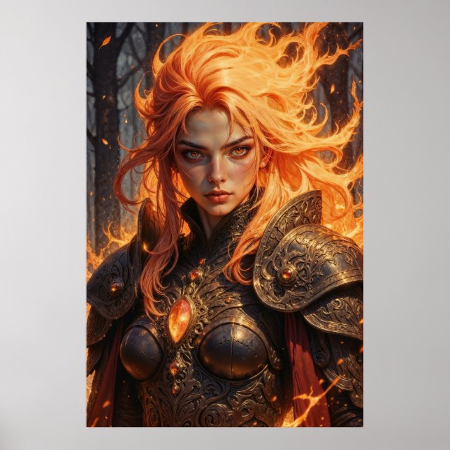 Poster Arte de Parede Fantasia Cavaleiro de Brasa (Frente)