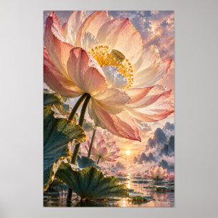 Poster Arte de Parede Fantasia do Lago do Pôr do Sol com
