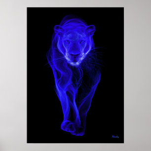 Poster Arte de Parede Filamento Futurista Pantera Azul Ne