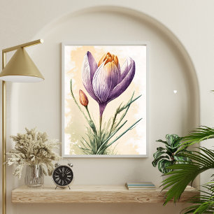 Poster Arte De Parede Flor Floral De Crocus Puro