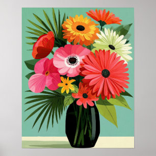 Poster Arte de Parede Floral Buquê de Margaridas de Meado