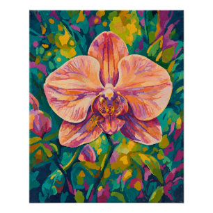 Póster Arte de Parede Floral Colorida Orquídea Vibrante